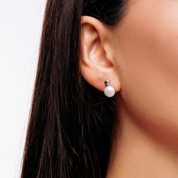 Stříbrné náušnice „Perlová elegance“ - 1